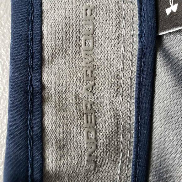 Under Armour UA Golf Pants Mens Size 32x32 Navy Blue Chino Flat Front Loose Fit - Picture 7 of 9